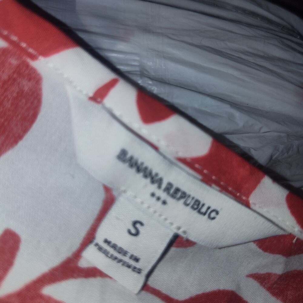 Banana Republic Woman Red White Blouse Long Sleeve Top Size S Bag1 - Picture 4 of 4